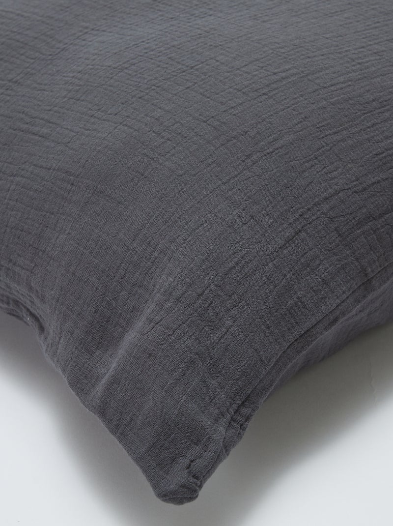 Parure de lit 2 personnes (240 x 220cm) en gaze de coton - Kiabi Home Gris foncé - Kiabi