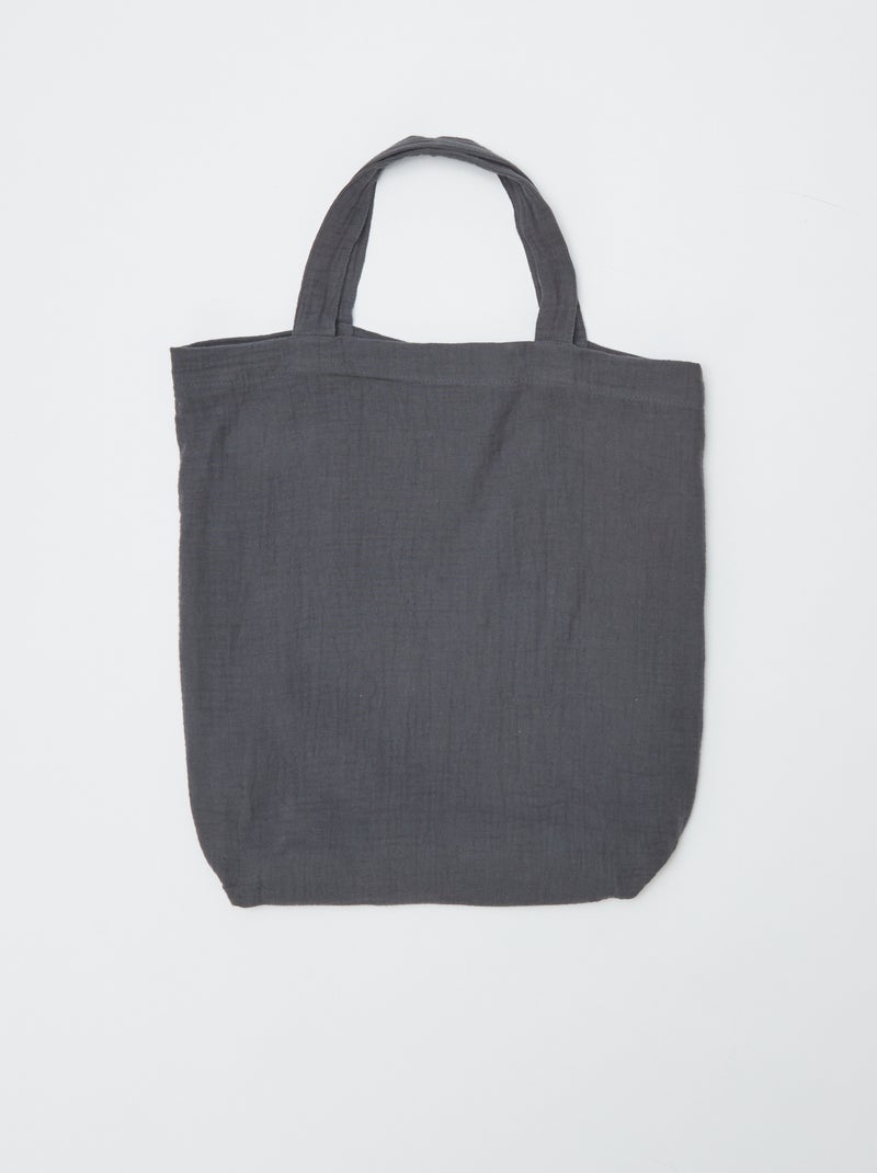 Parure de lit 2 personnes (240 x 220cm) en gaze de coton - Kiabi Home Gris foncé - Kiabi