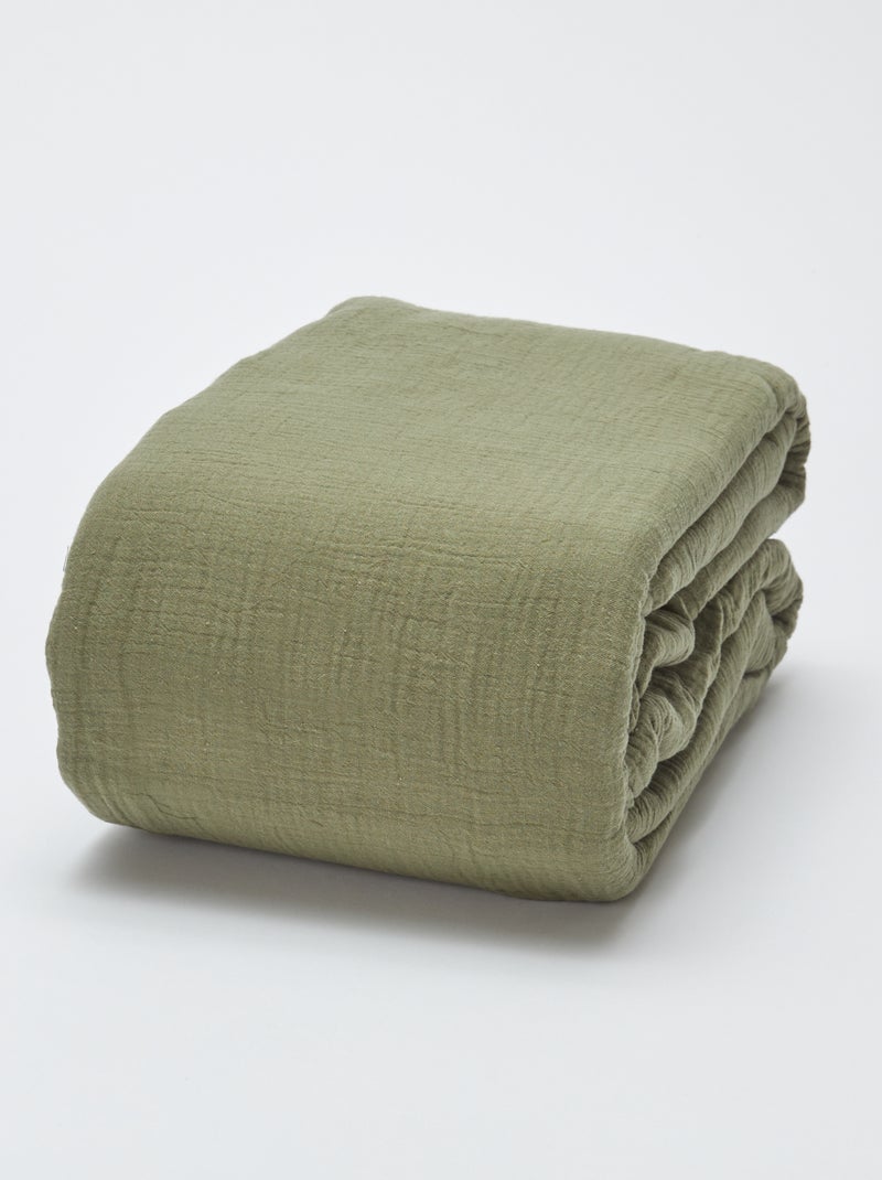 Parure de lit 2 personnes (240 x 220cm) en gaze de coton - Kiabi Home Kaki - Kiabi