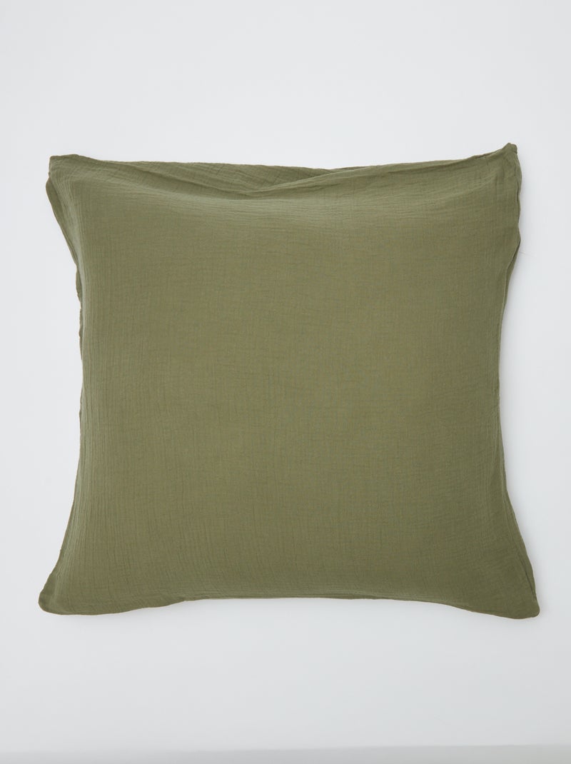 Parure de lit 2 personnes (240 x 220cm) en gaze de coton - Kiabi Home Kaki - Kiabi