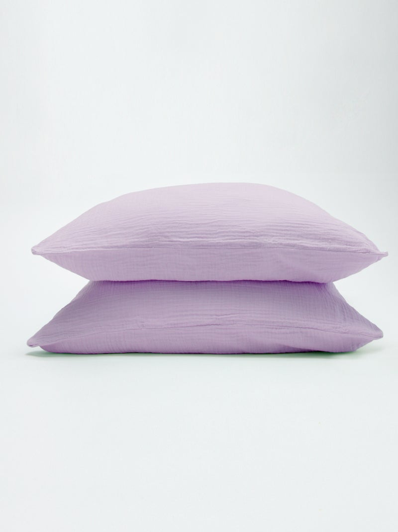 Parure de lit 2 personnes (240 x 220cm) en gaze de coton - Kiabi Home Lilas - Kiabi