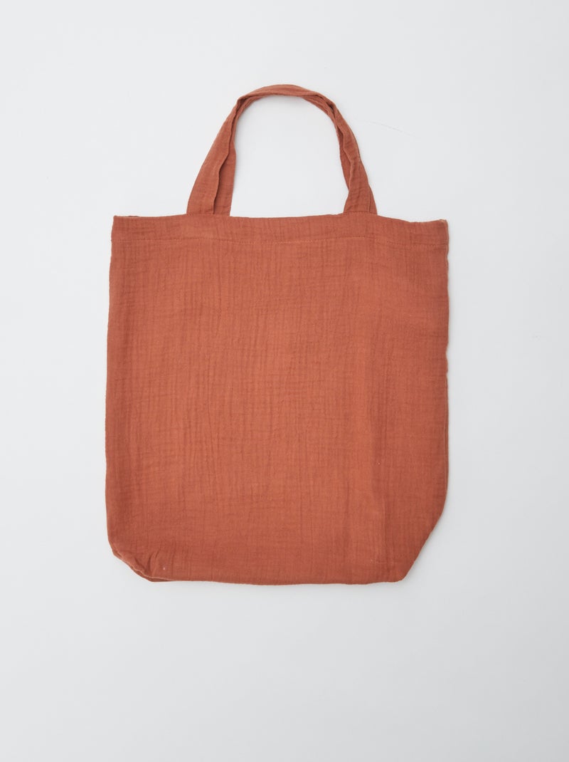 Parure de lit 2 personnes (240 x 220cm) en gaze de coton - Kiabi Home Marron - Kiabi