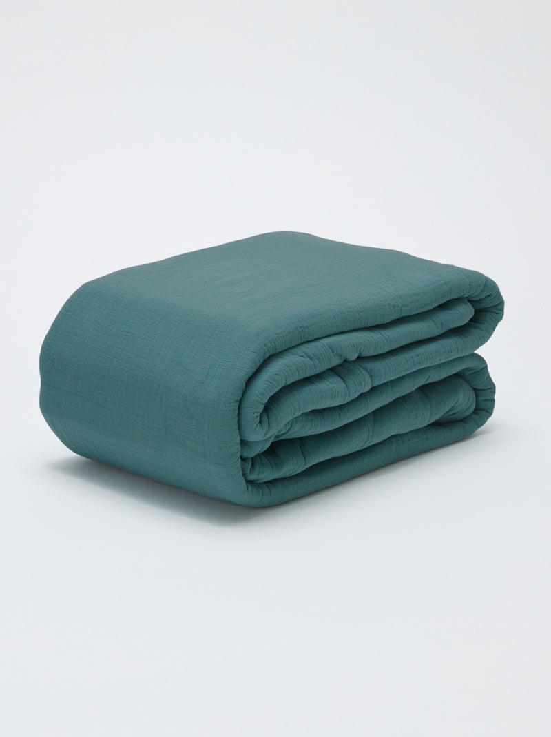 Parure de lit 2 personnes (240 x 220cm) en gaze de coton - Kiabi Home Vert - Kiabi