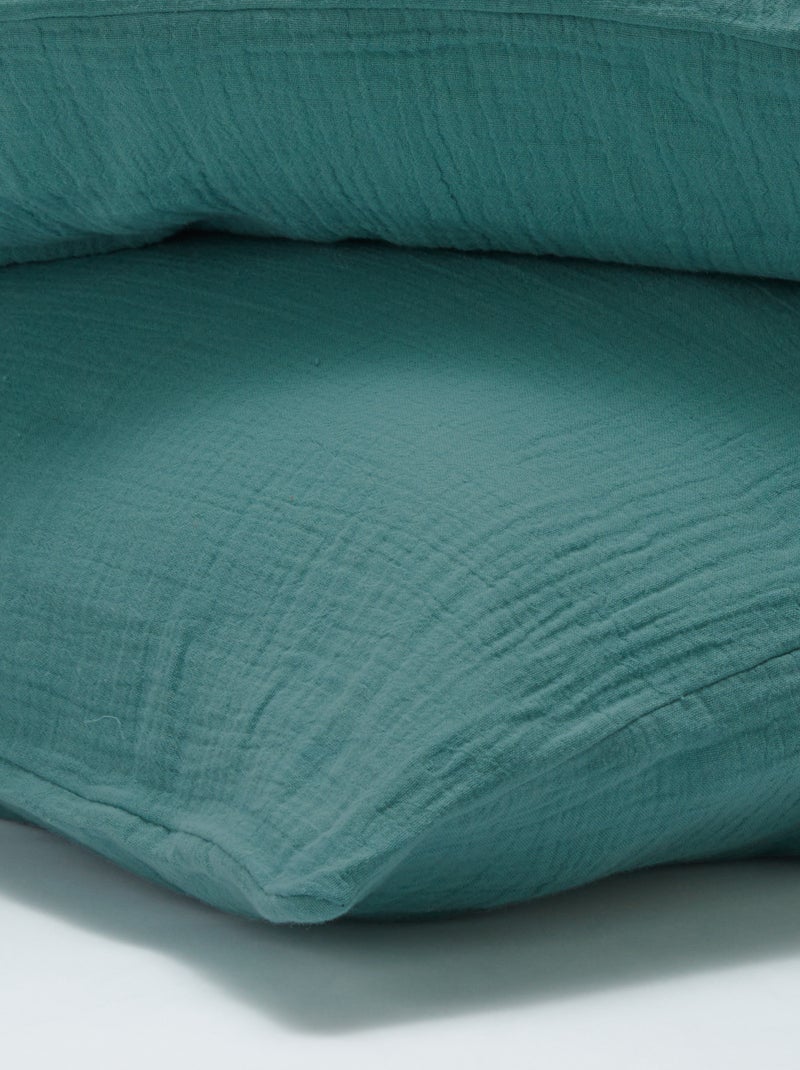 Parure de lit 2 personnes (240 x 220cm) en gaze de coton - Kiabi Home Vert - Kiabi
