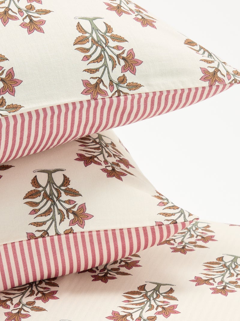 Parure de lit 2 personnes 240x220 cm en coton Rose - Kiabi