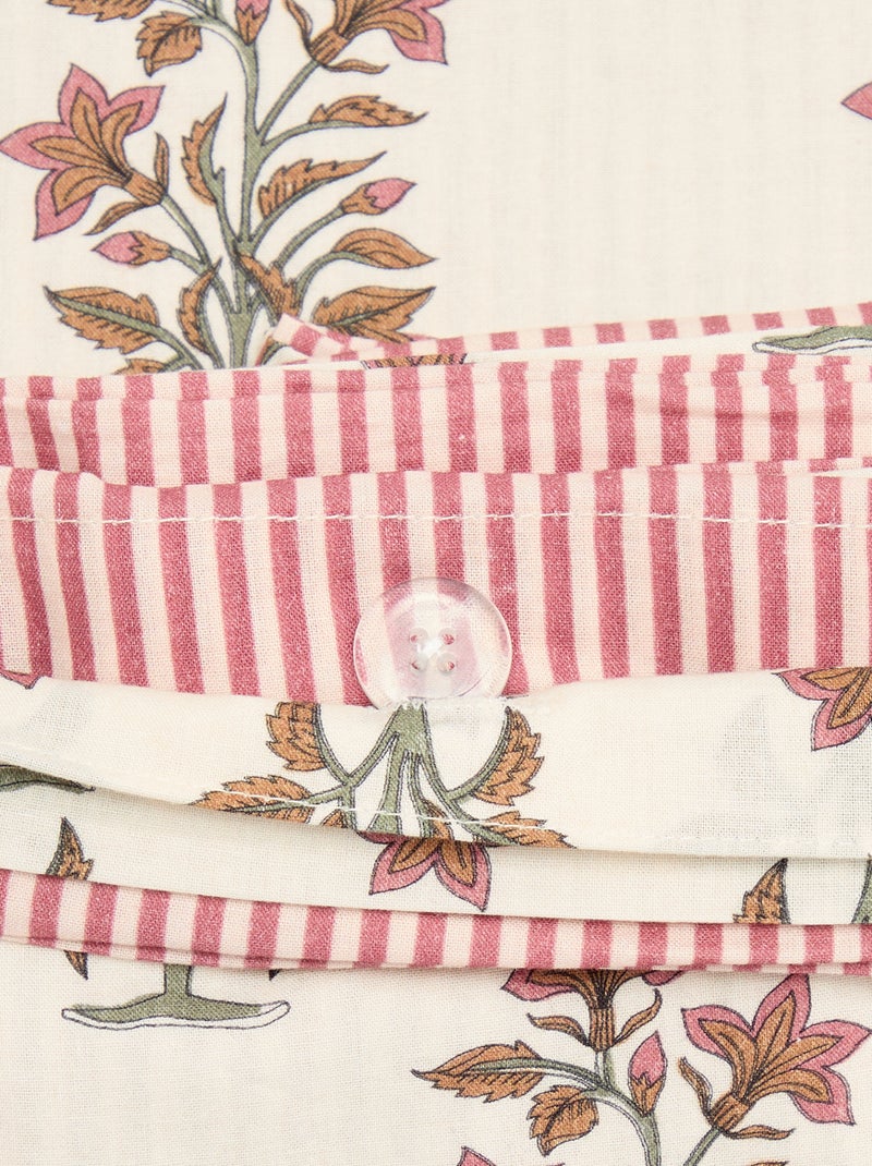 Parure de lit 2 personnes 240x220 cm en coton Rose - Kiabi