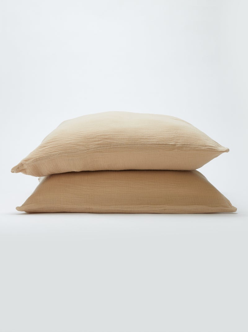 Parure de lit 2 personnes (260 x 240cm) en gaze de coton - Kiabi Home Beige - Kiabi
