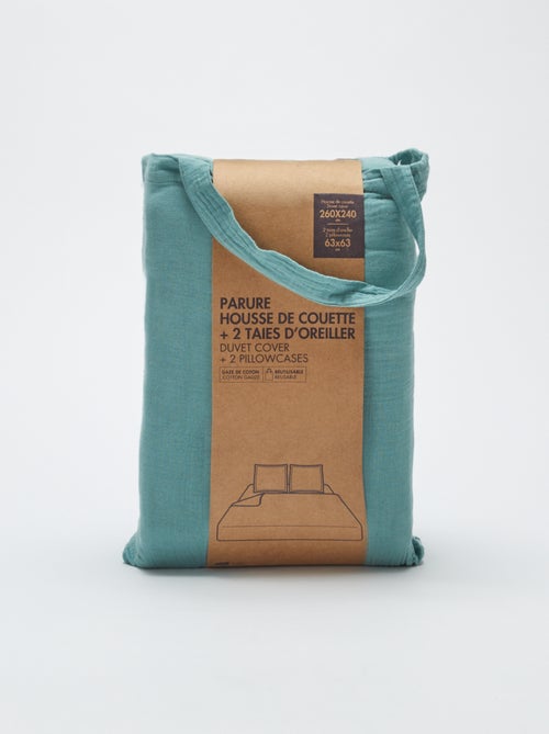 Parure de lit 2 personnes (260 x 240cm) en gaze de coton - Kiabi Home - Kiabi