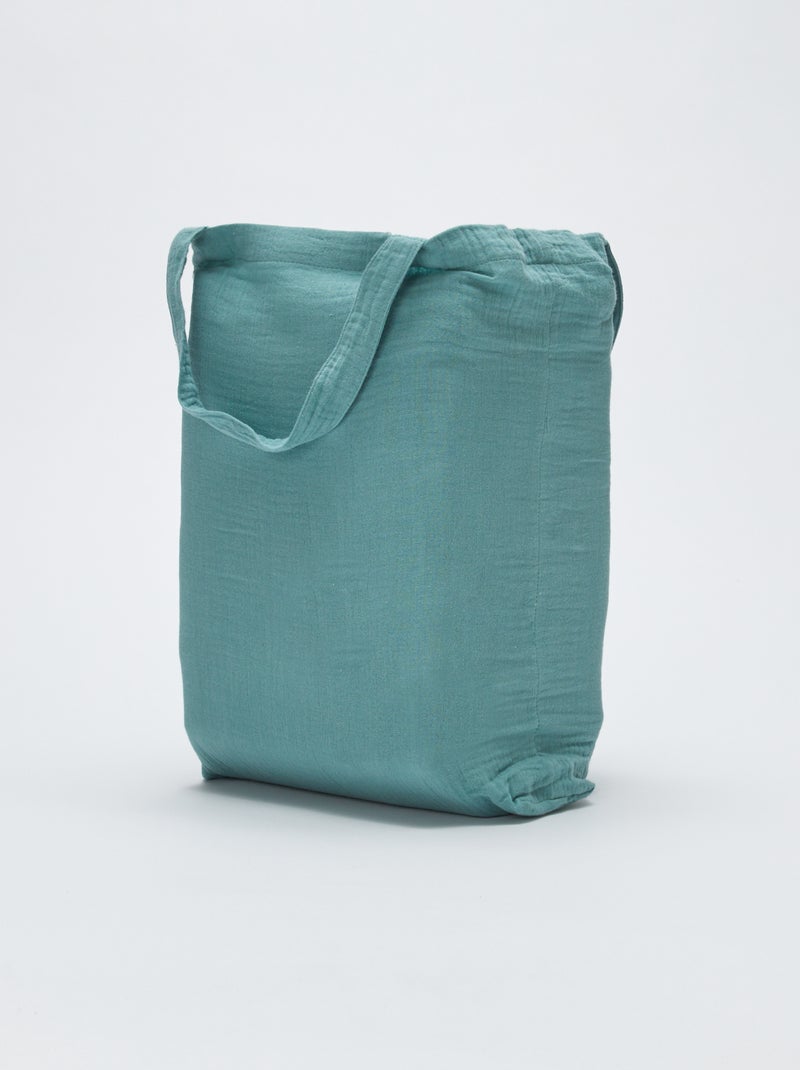 Parure de lit 2 personnes (260 x 240cm) en gaze de coton - Kiabi Home Bleu turquoise - Kiabi