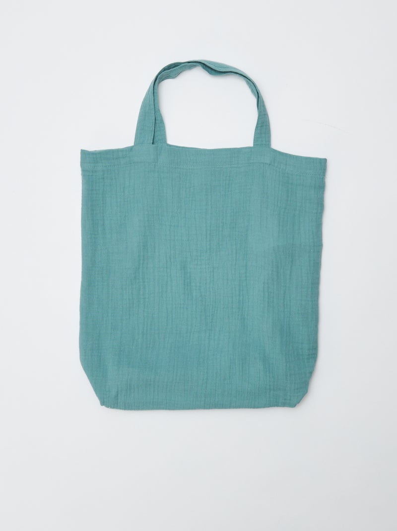 Parure de lit 2 personnes (260 x 240cm) en gaze de coton - Kiabi Home Bleu turquoise - Kiabi