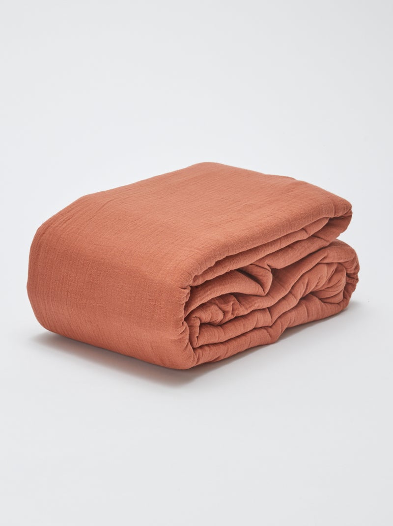 Parure de lit 2 personnes (260 x 240cm) en gaze de coton - Kiabi Home Marron - Kiabi