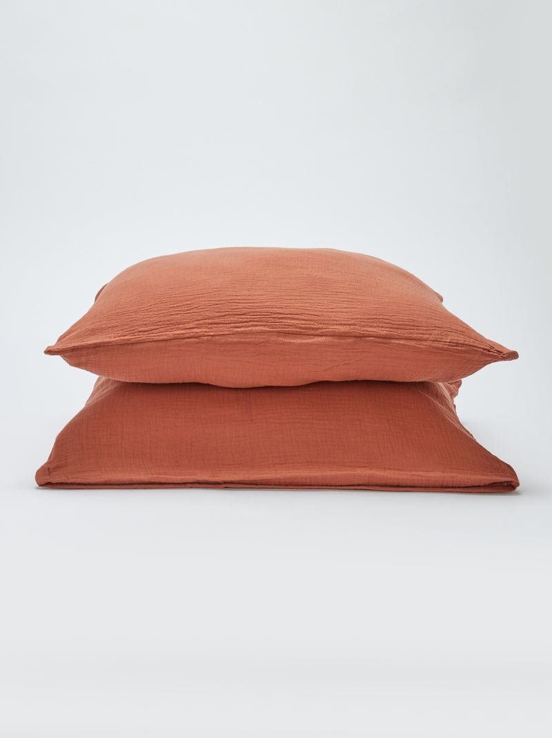 Parure de lit 2 personnes (260 x 240cm) en gaze de coton - Kiabi Home Marron - Kiabi