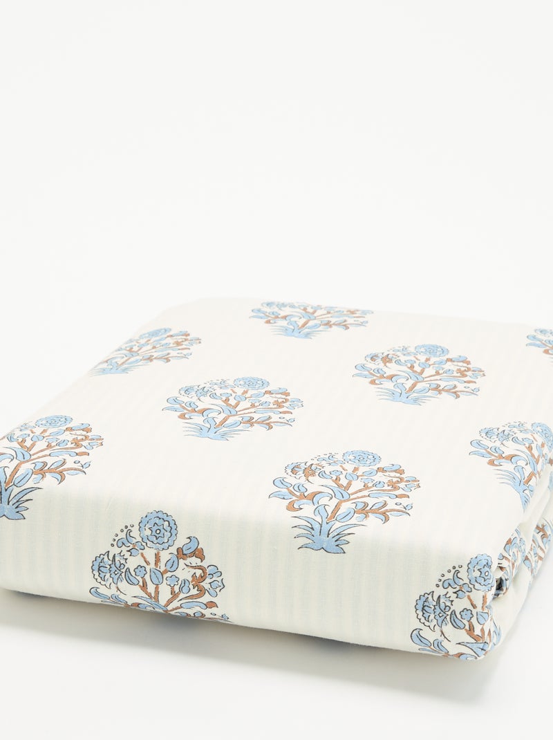 Parure de lit 2 personnes 260x240 cm en coton Bleu - Kiabi