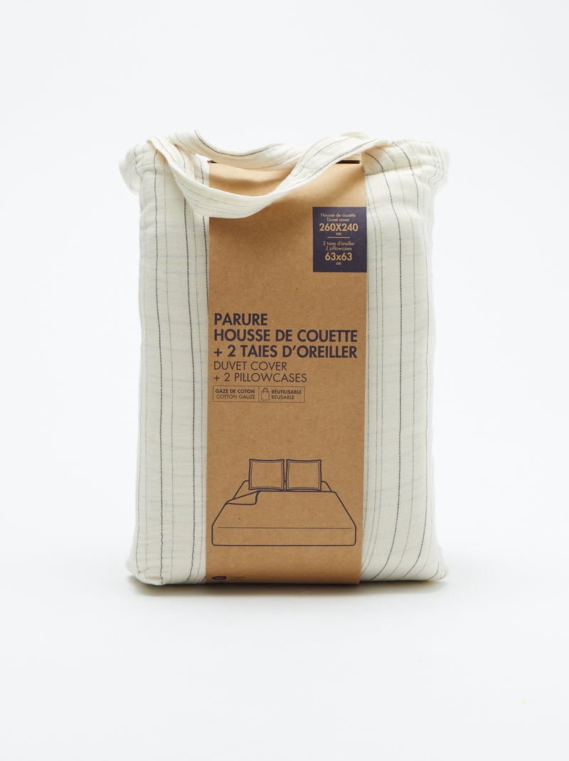 Parure de lit 2 personnes (260x240cm) en gaze de coton - Kiabi Home Beige - Kiabi