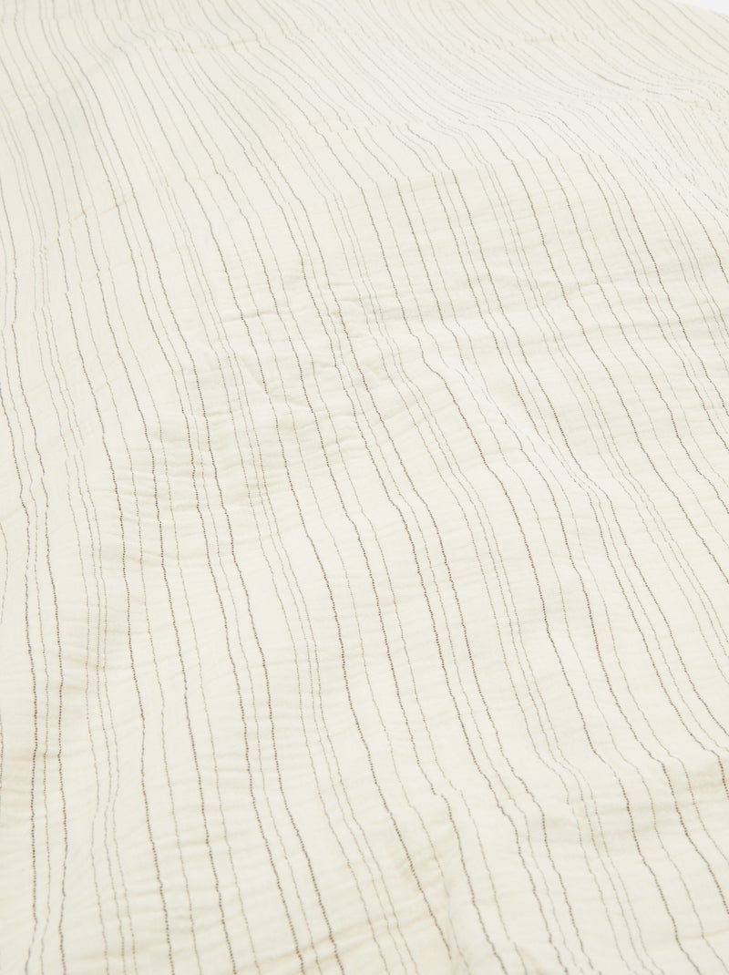 Parure de lit 2 personnes (260x240cm) en gaze de coton - Kiabi Home Beige rayé - Kiabi