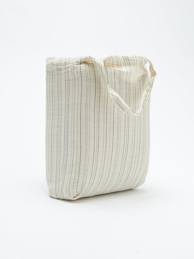 Parure de lit 2 personnes (260x240cm) en gaze de coton - Kiabi Home Beige rayé - Kiabi