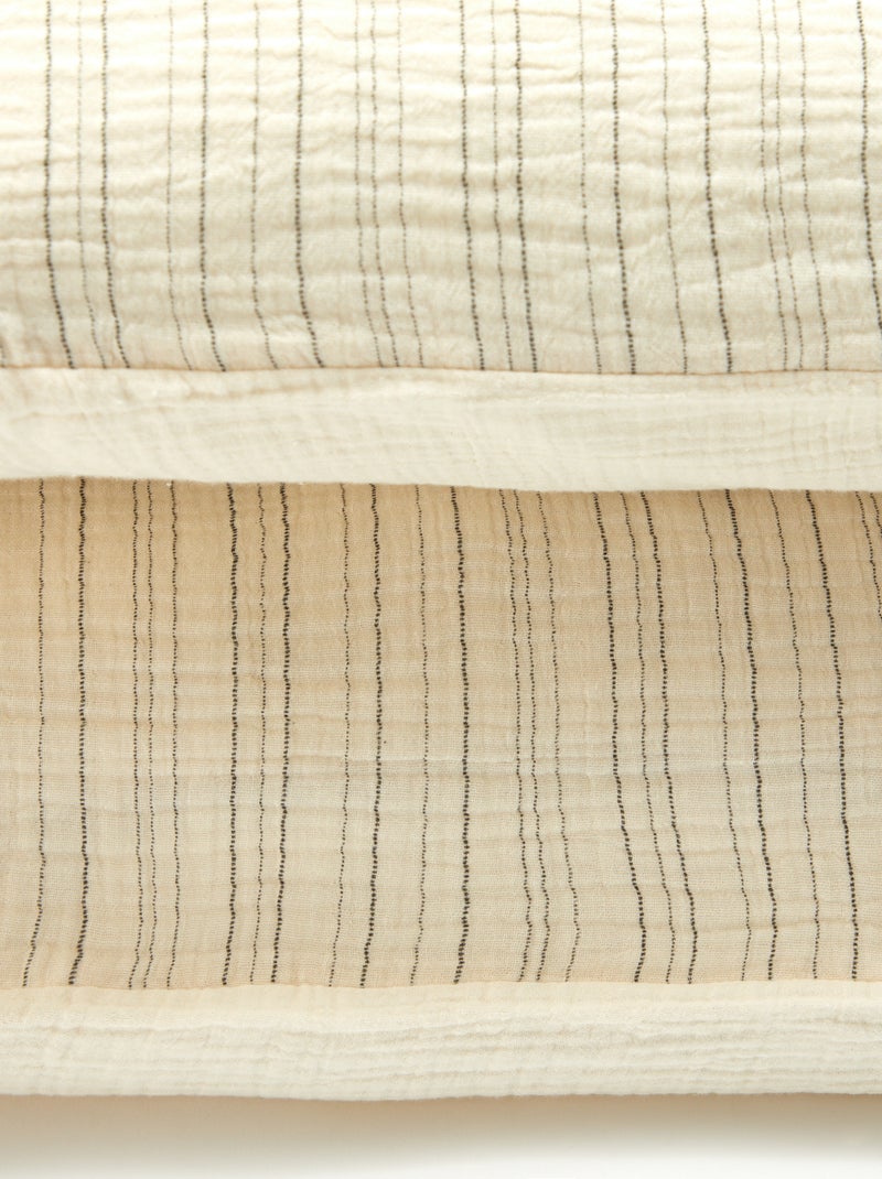 Parure de lit 2 personnes (260x240cm) en gaze de coton - Kiabi Home Beige rayé - Kiabi