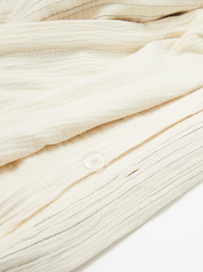 Parure de lit 2 personnes (260x240cm) en gaze de coton - Kiabi Home Beige rayé - Kiabi