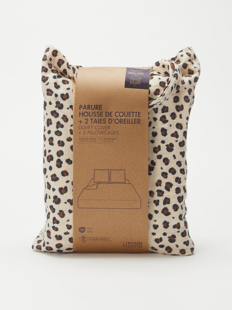 Parure de lit 2 personnes (260x240cm) en gaze de coton - Kiabi Home Beige/léopard - Kiabi