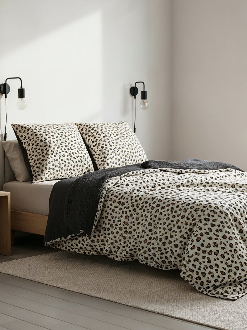 Parure de lit 2 personnes (260x240cm) en gaze de coton - Kiabi Home Beige/léopard - Kiabi