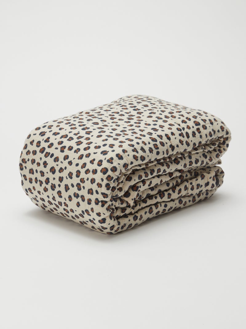 Parure de lit 2 personnes (260x240cm) en gaze de coton - Kiabi Home Beige/léopard - Kiabi