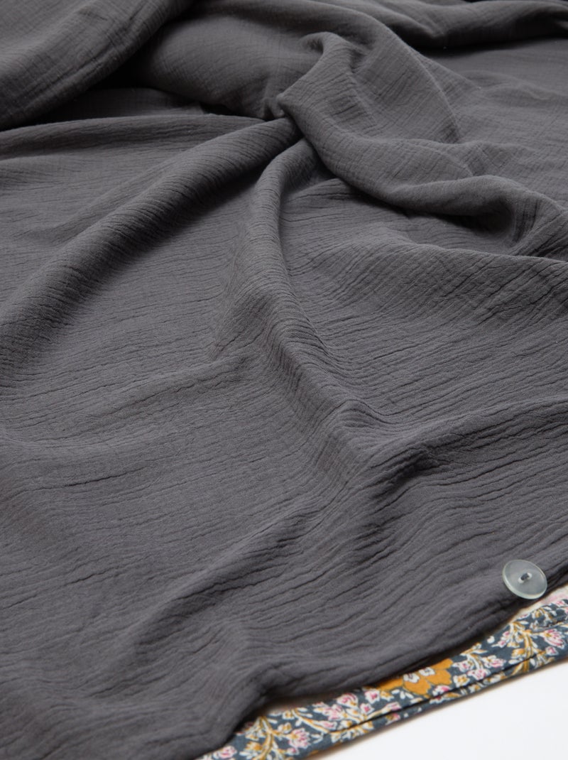 Parure de lit 2 personnes (260x240cm) en gaze de coton - Kiabi Home Gris foncé/anthracite - Kiabi
