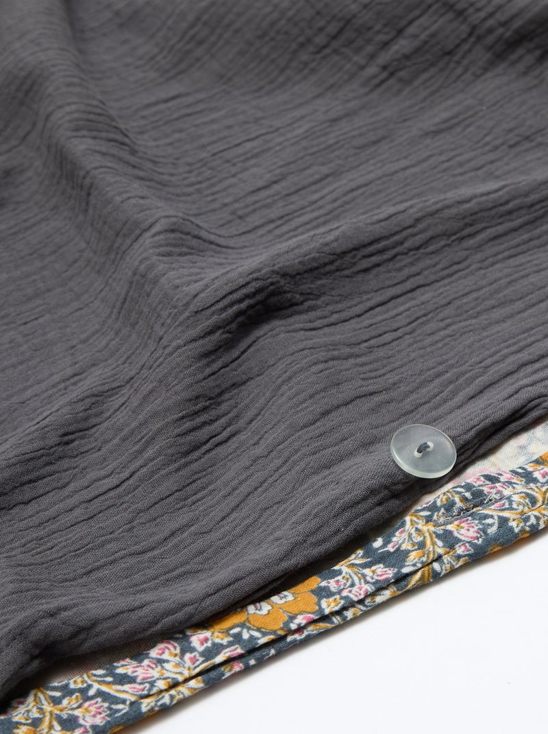 Parure de lit 2 personnes (260x240cm) en gaze de coton - Kiabi Home Gris foncé/anthracite - Kiabi