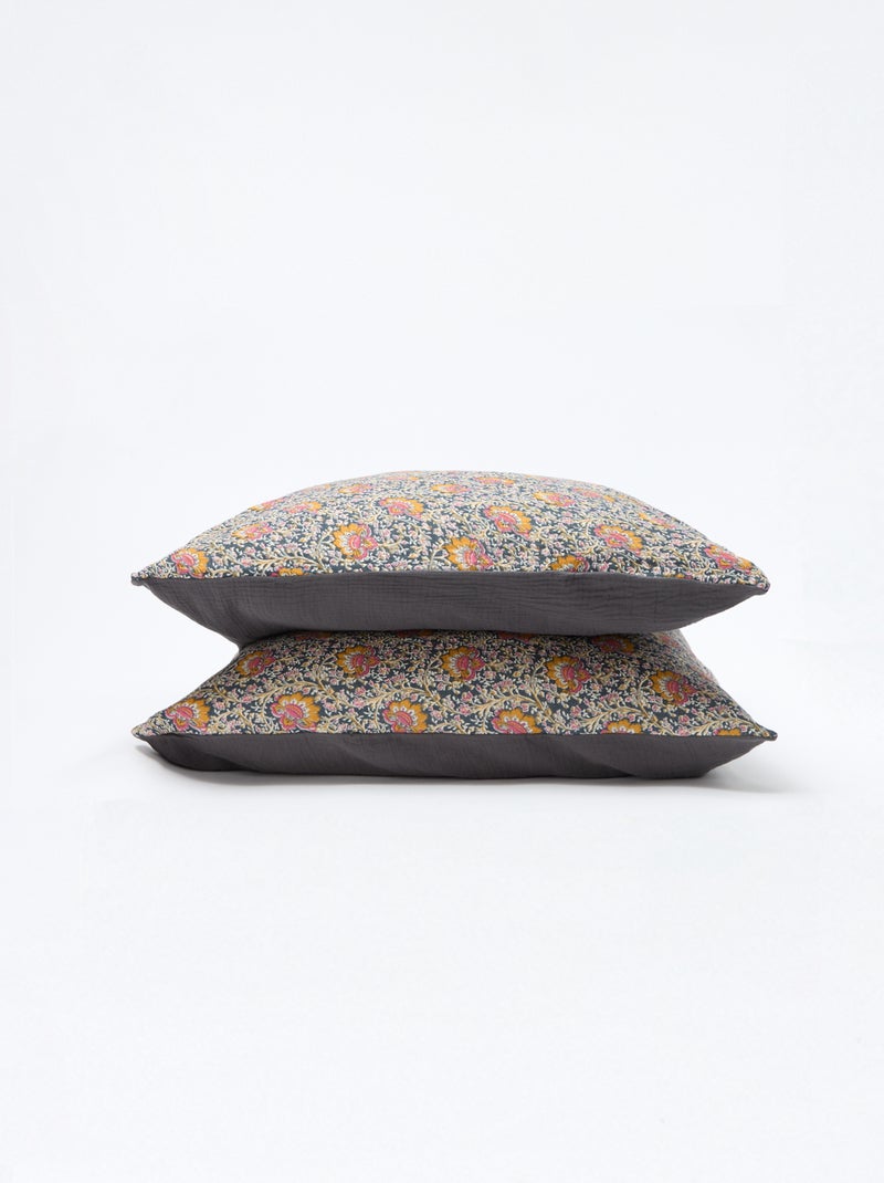 Parure de lit 2 personnes (260x240cm) en gaze de coton - Kiabi Home Gris foncé/anthracite - Kiabi