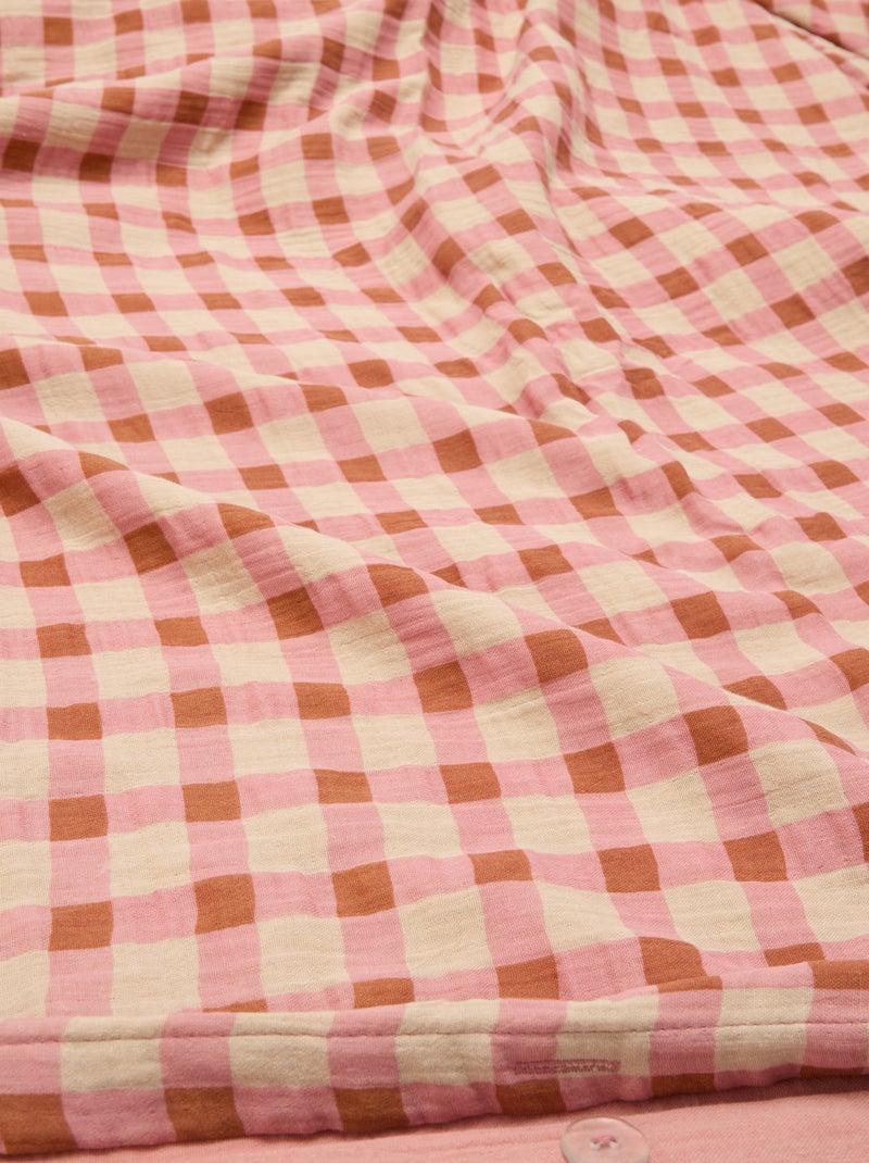 Parure de lit 2 personnes (260x240cm) en gaze de coton - Kiabi Home Rose - Kiabi