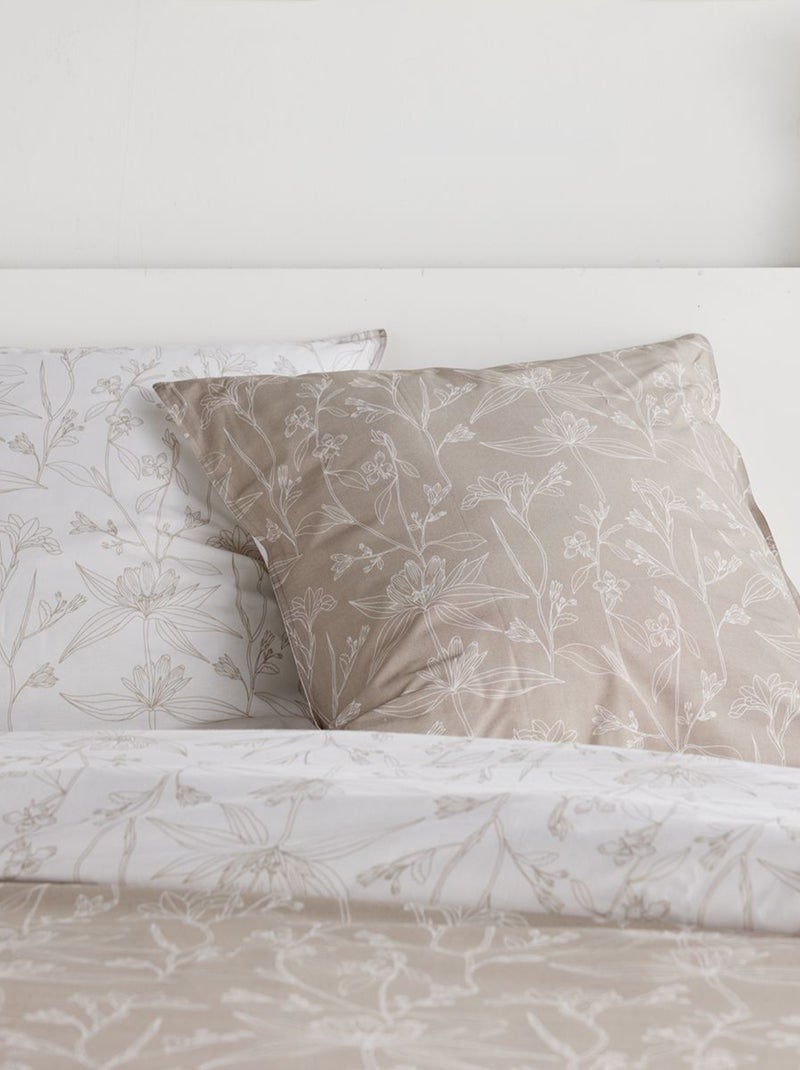 Parure de lit 2 personnes 3 pièces - 1 housse de couette + 2 taies d'oreiller Beige - Kiabi