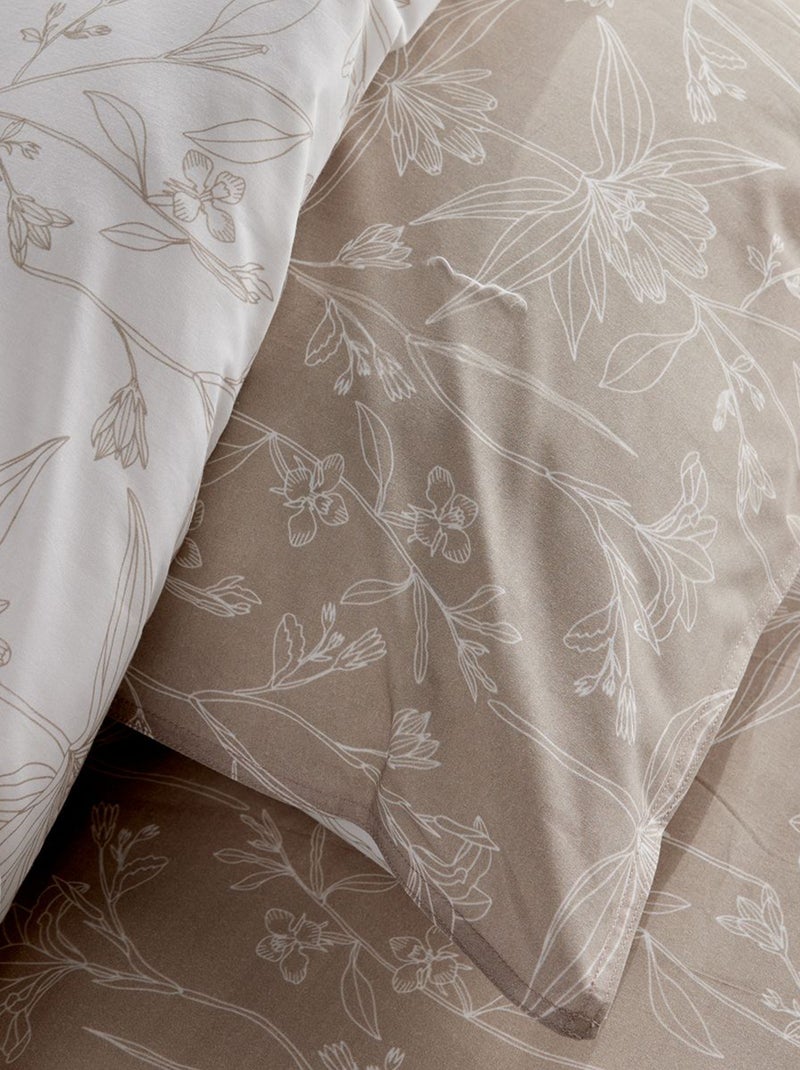 Parure de lit 2 personnes 3 pièces - 1 housse de couette + 2 taies d'oreiller Beige - Kiabi