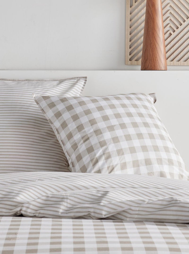 Parure de lit 2 personnes 3 pièces - 1 housse de couette + 2 taies d'oreiller Beige - Kiabi