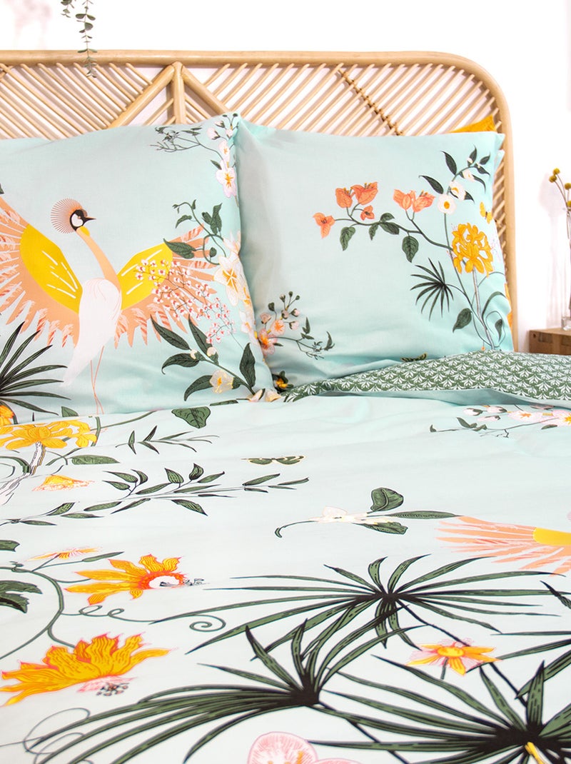 Parure de lit 2 personnes 3 pièces - 1 housse de couette (240 x 220 cm ou 260 x 240 cm + 2 oreillers Vert - Kiabi