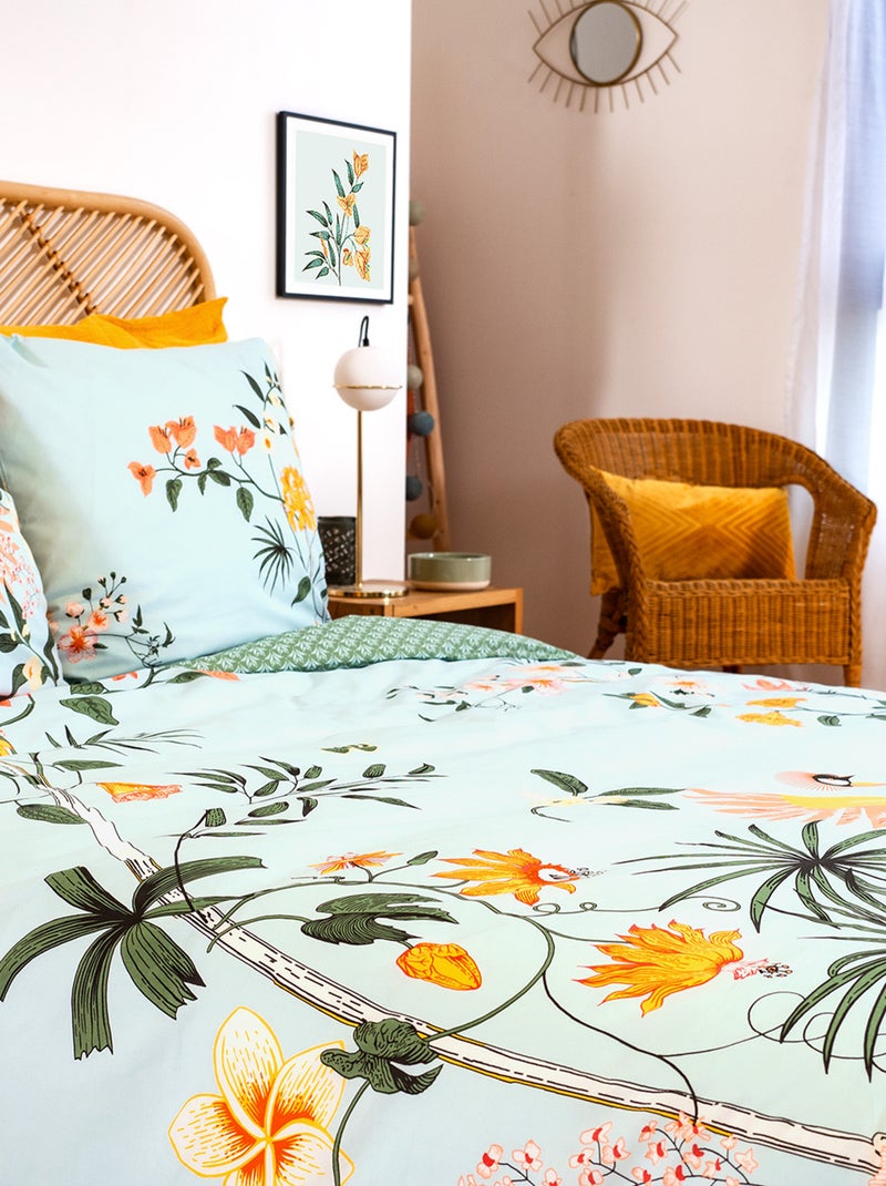 Parure de lit 2 personnes 3 pièces - 1 housse de couette (240 x 220 cm ou 260 x 240 cm + 2 oreillers Vert - Kiabi