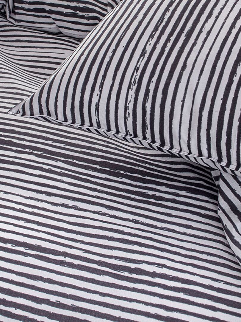 Parure de lit 2 personnes Anthracite/blanc - Kiabi