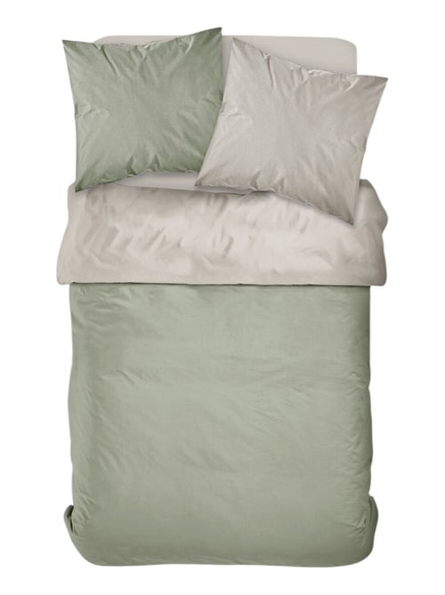 Parure de lit 2 personnes bicolore coton PRESTIGE - Kiabi