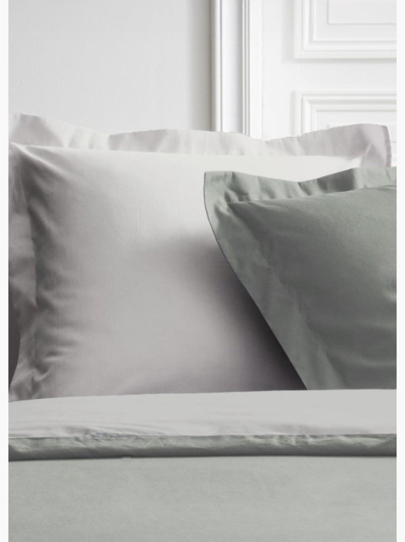 Parure de lit 2 personnes bicolore coton PRESTIGE Beige - Kiabi