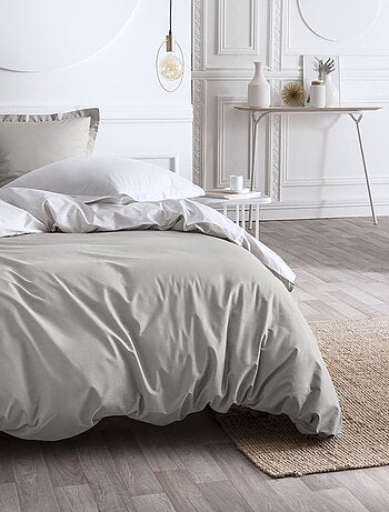 Parure de lit 2 personnes bicolore coton PRESTIGE
