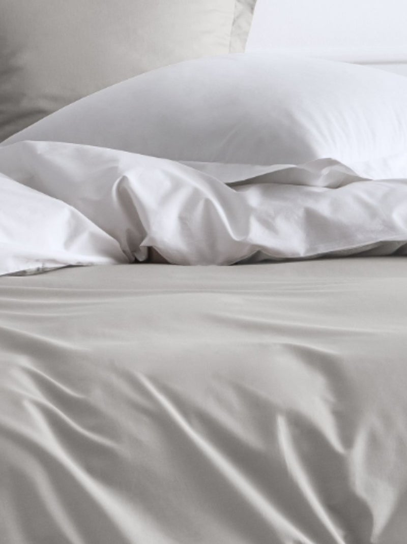Parure de lit 2 personnes bicolore coton PRESTIGE Blanc - Kiabi