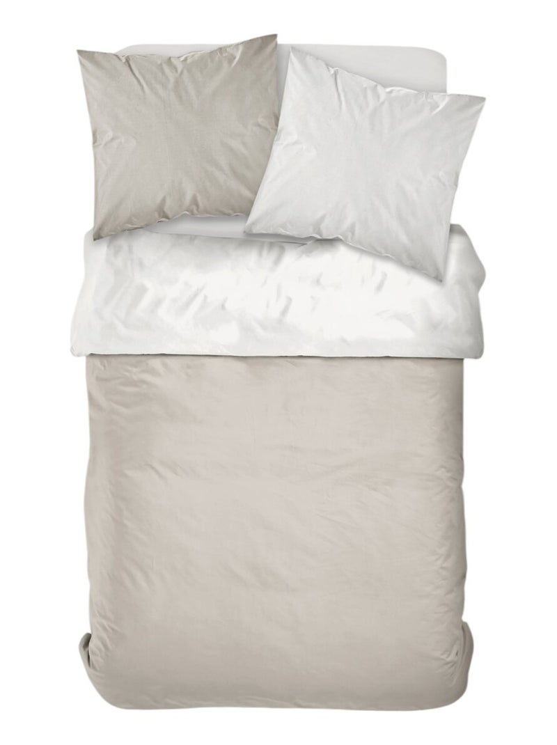 Parure de lit 2 personnes bicolore coton PRESTIGE Blanc - Kiabi