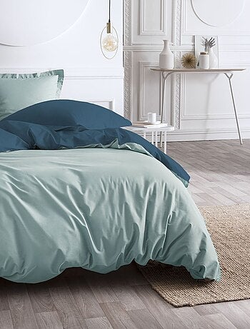 Parure de lit 2 personnes bicolore coton PRESTIGE