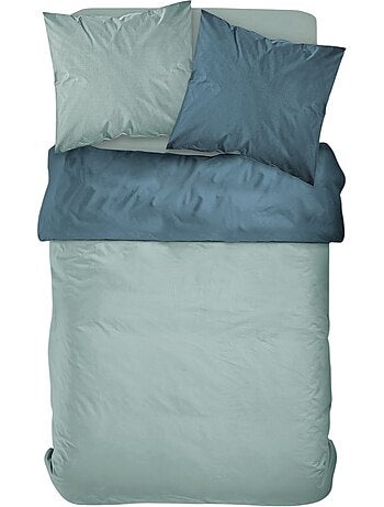 Parure de lit 2 personnes bicolore coton PRESTIGE
