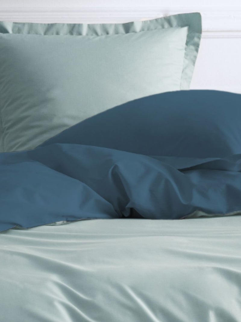 Parure de lit 2 personnes bicolore coton PRESTIGE Bleu - Kiabi