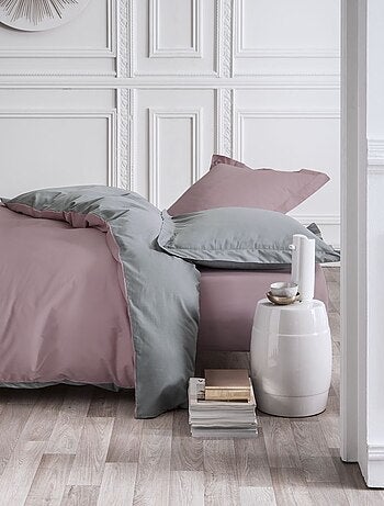 Parure de lit 2 personnes bicolore coton PRESTIGE