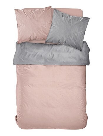 Parure de lit 2 personnes bicolore coton PRESTIGE