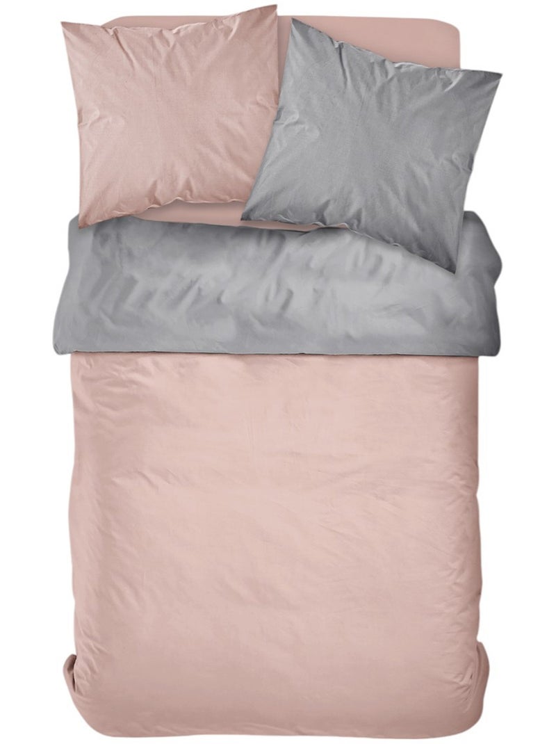 Parure de lit 2 personnes bicolore coton PRESTIGE Gris - Kiabi