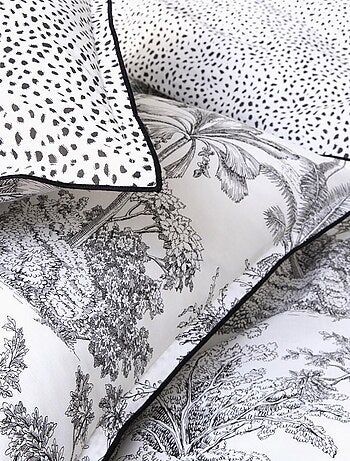 Parure de lit 2 personnes en coton 57 fils imprimé blanc - Future Home