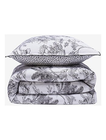 Parure de lit 2 personnes en coton 57 fils imprimé blanc - Future Home