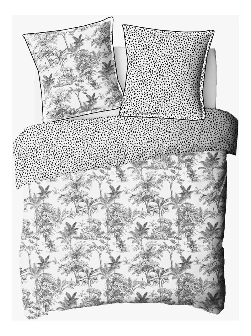 Parure de lit 2 personnes en coton 57 fils imprimé blanc - Future Home Blanc - Kiabi