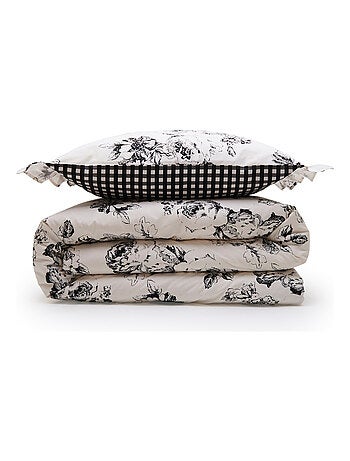 Future Home - Parure de lit 2 personnes en coton 57 fils imprimé blanc